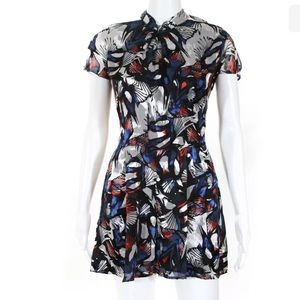 REISS silk print cap sleeve shorts romper